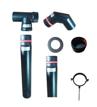 HST Pelletrohrset 7teilig 80mm Ofenrohr Rauchrohr Pellet Ofen Kamin Anschlußset