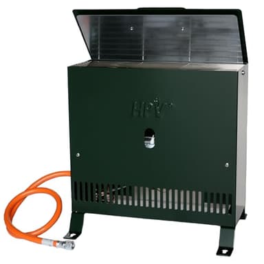 Gewächshausheizung 2kW mit Thermostat und Piezozündung für Wandmontage oder im Stand montierbar Gasheizer inkl. Schlauch HPV made in Germany Frostwächter (Ohne Druckminderer)