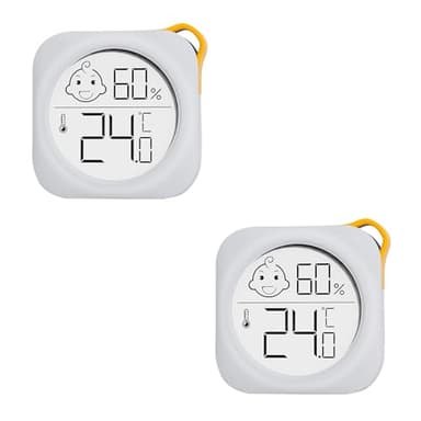 2 Stück - OPPERD Hygrometer & Raumthermometer - Kleiner Digitaler Luftfeuchtigkeitsmesser mit Präzisem Thermometer innen, Praktischer Feuchtigkeitsmesser für Schlafzimmer, Kinderzimmer, Wohnzimmer