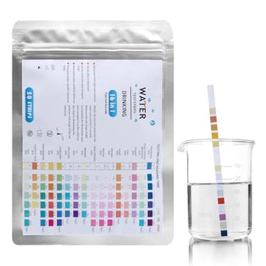 RUNYU 16in1 Trinkwasser Teststreifen Wasserhärte 50 Stück Wassertester Trinkwasser, Einfache Überprüfung der Wasserqualität, Wasserteststreifen mit Härte, Blei, Eisen, Kupfer