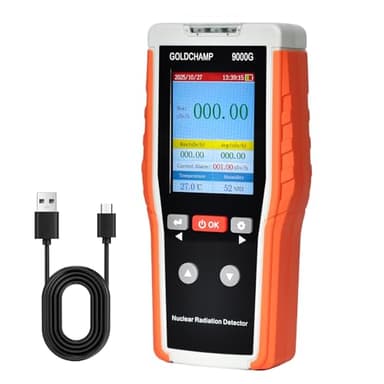 Geiger Counter für nukleare Strahlung mit GM-Zählrohr, Geigerzähler radioaktivität, 0–10.000 µSv/h, geigerzähler alpha beta gamma, Echtzeitüberwachung mit akustischen/optischen/Vibrationsalarmen 9000G
