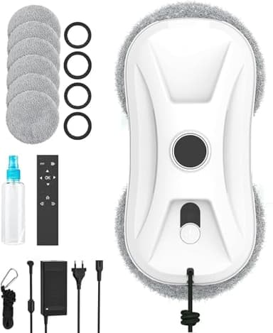 Oamger Fensterputzroboter 5600Pa, Fensterputzroboter mit Doppelstrahl Sprühfunktion, Fensterreiniger Roboter mit Fernbedienung, 3 Reinigungswege, Intelligente Navigation und Kantenerkennungssystem