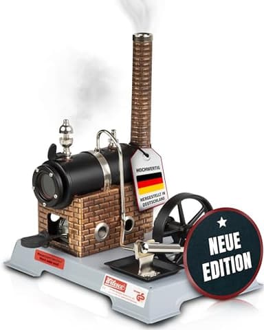 Wilesco Dampfmaschine D6 - Klassisches Design für Kinder ab 8+ Jahren und Technikbegeisterte, mit hochglanzpolierten und vernickelten Messingteilen, umfangreichem Zubehör