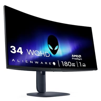 Alienware 34 Gaming Monitor - AW3425DWM, WQHD (3440x1440), 21:9 1500R Curved, 180Hz, VA, 1ms, AMD FreeSync Premium, VESA AdaptiveSync, 95% DCI-P3, HDR400, DisplayPort, 2 HDMI, 3 USB, 3 Jahre Garantie