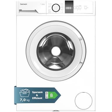 homeX Waschmaschine 7kg | Frontlader mit 1200 U/Min. | Inverter Motor - Leise & Effizient | AquaStop - Schutz vor Wasserschäden | Schontrommel | Washing Machine mit 15 Programmen | EEK B | WF712B-W