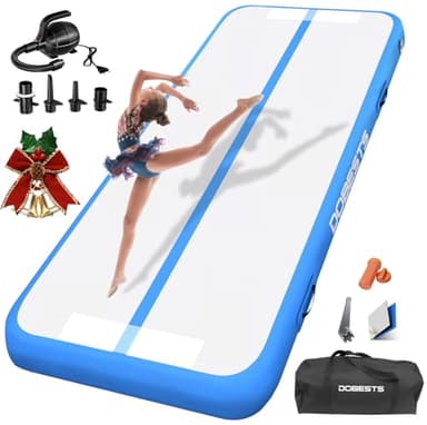 DOBESTS Air Tumbling Matte Aufblasbar 10/20cm Höhe, Gymnastikmatte Größe 2m/3m/4m/5m/6m Turnmatte Trainingsmatte mit elektrischer Luftpumpe Fitnessmatte (Blue, 3m)