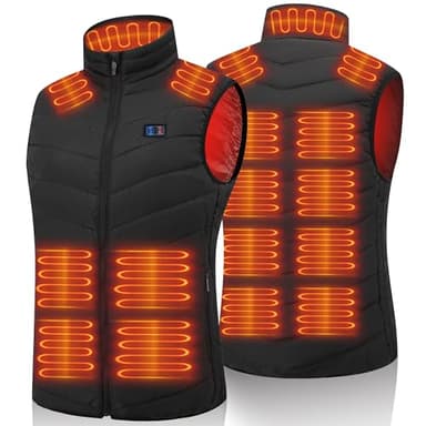 Beheizbare Westefür Herren und Damen, Heizweste mit 15 Heizpads, Beheizbare Weste Damen Körperwärmer für Radfahren, Skifahren, Geschenk für Weihnachten und Erntedankfest (Akku nicht enthalte)