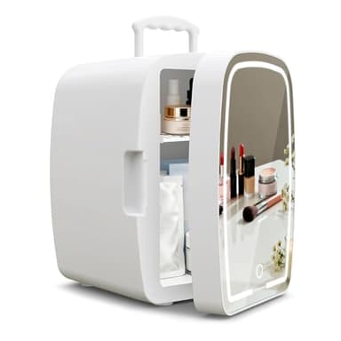 Upstreman 6L Mini Kosmetik Kühlschrank für Make-up, Getränke, Fläschchen, 3-Stufen LED Beleuchtung, Leise & Tragbar Beauty Kühlschrank für Schlafzimmer, Büro, Wohnheim