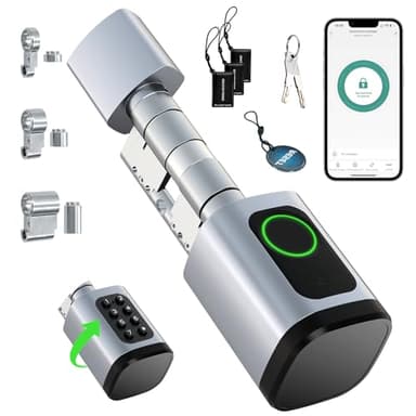 AVATTO Smart Türschloss mit Fingerabdruck und Passwort für 60-90mm Tür, Schließzilinder Länge ist einstellbar, mit Schlüssel, IC-Karte, Unterstützen Smart Life App Fernbedienung