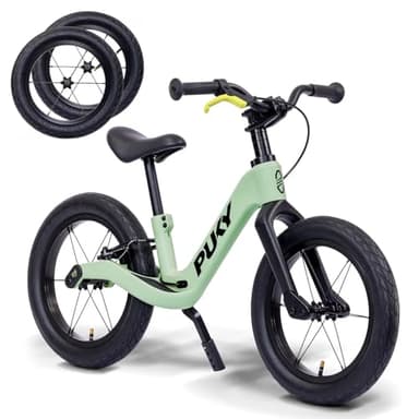 PUKY Next Set 12” & 14" Green/Black | Mitwachsendes Laufrad 2-6 Jahre | Kinderlaufrad ab 2 Jahre | Lauflernrad mit Bremse & Sicherheitslenkergriffen | Balance Bike | FlipChip Räder | Höhenverstellbar