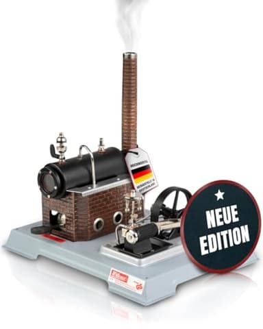 Wilesco D10 Dampfmaschine - Robuster Messingkessel 155 cm³, doppeltwirkender Zylinder, Zentrifugalregulator, Echt dampfender Schornstein, ideal für Sammler und Technikliebhaber