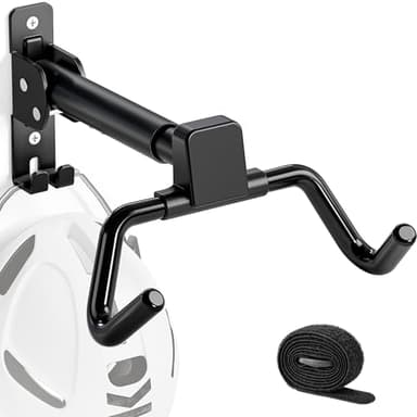 monTEK Fahrrad Wandhalterung, Winkel und Wandabstand einstellbar, Fahrradhalterung Wand Klappbar 30kg Tragfähigkeit, Ausziehbar Fahrradaufbewahrung mit Helmhaken für Garage, 1 Stück