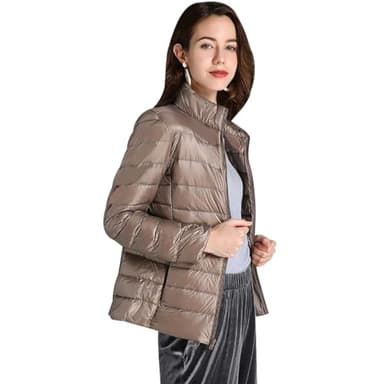 Leichte Steppjacke Damen Leicht Puffer Jacke Damen Leichter Steppmantel Daunenmantel Damen Leicht Federleichte Daunenjacke Down Jacket Women Puffer Mantel Ultraleicht-Steppjacke für Damen Braun S