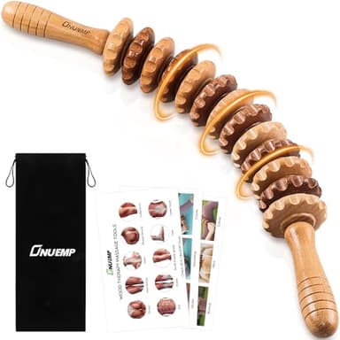 Faszienrolle Holz Massagegerät, Faszienstab Holz Massage Roller, Massageroller Mit Griff, Massage Anti Cellulite Massagegerät für Maderotherapie und Lymphdrainage, Massagestab Buche