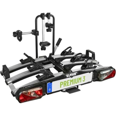 EUFAB 11522 Fahrradträger PREMIUM 3, für Anhängekupplung, klappbar, für 3 Fahrräder, schwarz, silber