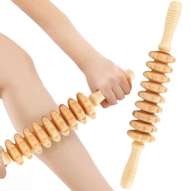 Faszienstab Massageroller, Premium Faszienrolle Holz, Massage Roller Massagegerät, Körper Roller, Für Beine, Nacken, Muskelentspannung, Körperformung (Gerade)