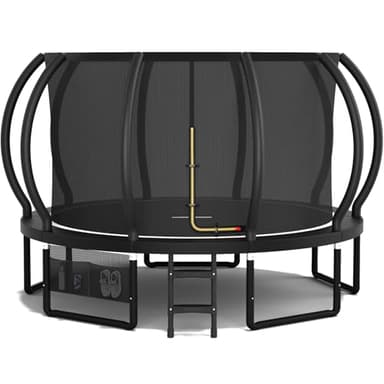 Devoko Trampolin Outdoor Ø 228/305/366/427 cm, GS-Zertifikat, Kindertrampolin Gartentrampolin mit Sicherheitsnetz, Rundes Riesentrampolin mit Leiter und Schuhbeutel