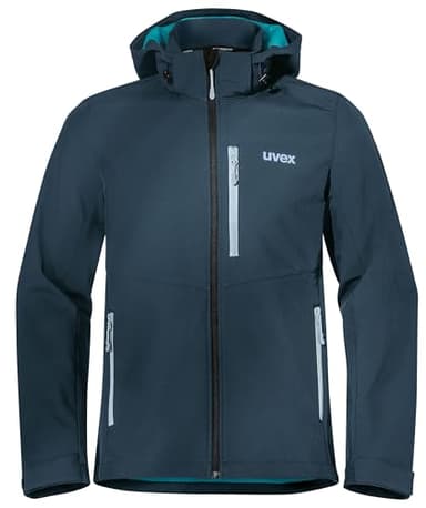 Uvex tune-up Herren Softshelljacke Nachtblau-Türkis L – wasserfest & winddicht – robuste Outdoor Übergangsjacke für Arbeit & Freizeit