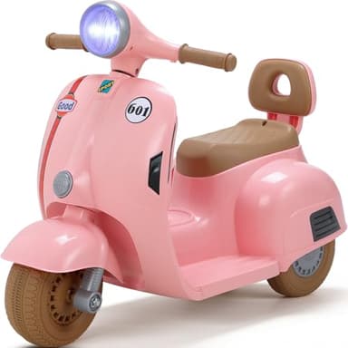 MAMIZO 6V Elektro Motorrad Kinder, Dreirad Kindermotorrad mit Scheinwerfer, USB, Pedal, Elektro-Dreirad für Kinder mit Vor- und Rückwärtsgang, 72 x 56 x 37 cm, 2KM/H, Max 20kg, für 3-6 Jahre, Rosa