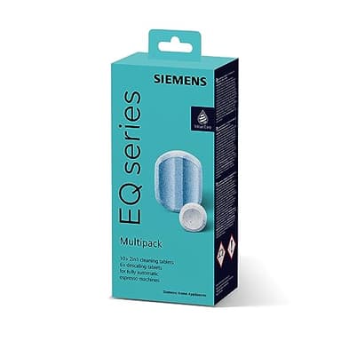 Siemens Multipack TZ80003A, 10 Reinigungstabletten, 6 Entkalkungstabletten, passend für Kaffeevollautomaten der EQ Reihe, sowie Einbauvollautomaten
