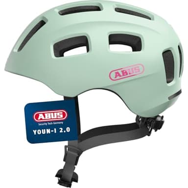 ABUS Fahrradhelm Youn-I 2.0 - mit Licht für Kinder, Jugendliche und Junge Erwachsene - Mädels Jungs - Mint, Größe M, Mint (iced Mint), M (52-57 cm)
