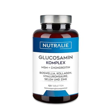 Glucosamin Chondroitin, MSM und Kollagen mit Hyaluronsäure, Boswellia, Selen und Zink – 120 Tabletten Glucosamin Complex Nutralie