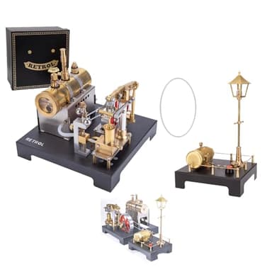 Retrol SE-01 Dampfmaschinen Bausatz mit Generator, 84PCS Vollmetall Steam Engine Motor mit Horizontalkessel Modell, Mini Engine Modellbau für Liebhaber Mechanischer Dampfmaschinen