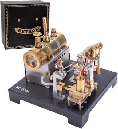 Retrol SE-01 Dampfmaschinen Bausatz, 84PCS Vollmetall Steam Engine Motor mit Horizontalkessel Modell, Mini Engine Modellbau für Liebhaber Mechanischer Dampfmaschinen