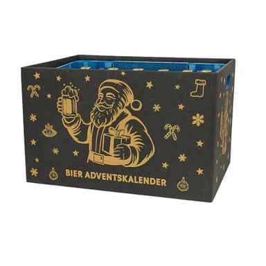MC-Trend Bier Adventskalender – Filz Banderole in Anthrazit mit Golddruck – DIY Adventskalender für Bierkasten – inklusive 24 Sticker – originelle Geschenkidee – wiederverwendbar - Mann