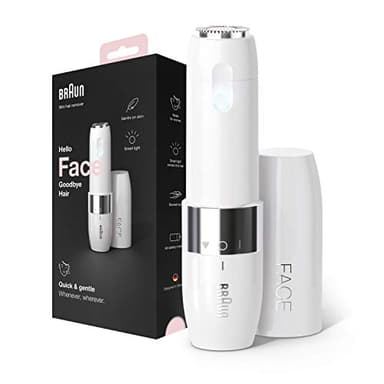 Braun Face Mini-Haarentferner, Elektrischer Gesichtshaarentferner für Damen, Kleiner Rasierer für Schnelle und Sanfte Rasur, Oberlippe, Kinn und Wangen, für Unterwegs mit Smartlight, FS1000, Weiß
