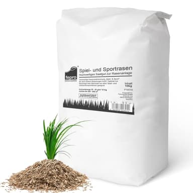 10kg Rasensamen Sport und Spiel schnellkeimend 400m², robust, tiefgrün, ideal für Neuansaat und Nachsaat, Rasensaat Grassamen Frühjahr