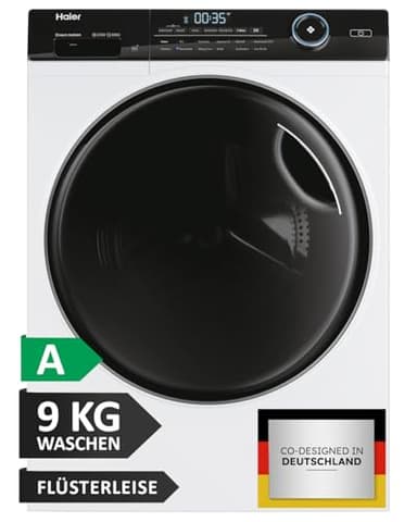 Haier Frontlader Waschmaschine 9kg I I-PRO SERIE 5 HW90-B14959U1 I Washing Machine mit A-Effizienz, 1.400 U/Min. & leisem Direktantrieb I Per App steuerbar I Inkl. Schontrommel & Refresh-Programm