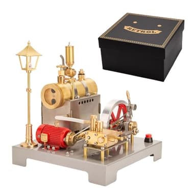 ToysWeltX Retrol SE-02 Metall-Modellbausatz Für Eine Umkehrbare Horizontale Stationäre Dampfmaschine Und Einen Kessel Mit Generator Und Straßenlaterne (100 Teile)