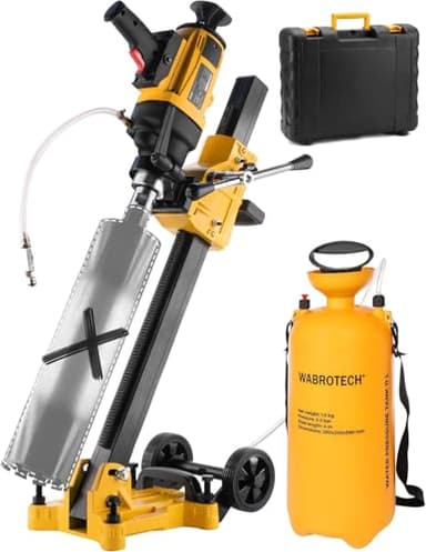 WABROTECH® Kernbohrgerät Handgeführt ⌀22–202 mm an Kernbohrständer und Wasserzuführgerät 11 L - Diamant Kernbohrmaschine 1400 U/min mit PRCD – Kernlochbohrmaschine 2300 W für Nass und Trockenbohrungen