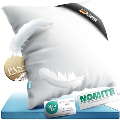 LEOSARA® 3-Kammer Daunenkissen 80x80 – Daunenkissen 80x80cm - Federkissen Kopfkissen Daunen 80x80 I Allergiker geeignet I Atmungsaktiv I Kopfkissen, 90% Daune, 10% Federn (1er Set)