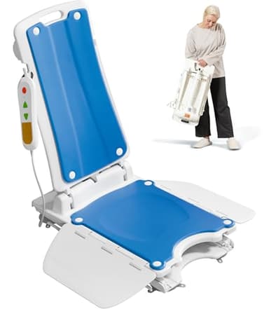 VOCIC AX07 Badewannenlift, Badewannenlifter für Senioren elektrisch, Badewannensitz mit wasserdichtem Motor, Aufladbare Handsteuerung und Saugfüße, Badewannen Einstiegshilfe, belastbar bis 136 kg