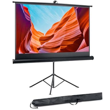 Pyle Projektorleinwand 100 Zoll – 16:9 HD 4K Beamer Rollo-Leinwand mit Stativ & Schwarzem Rahmen, Höhenverstellbar, Tragbar mit Tasche, für Heimkino & Präsentationen