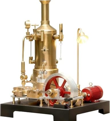 Retrol SE-03 Dampfmaschinen-Modellbausatz, 38-teilig, komplett aus Metall, stationäre Mühlenmaschine mit Vertikalkessel, Generator und Lampenständer für Mint-Bildung, Heimdekoration und Sammlerstücke