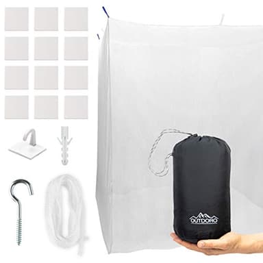 Outdoro Moskitonetz Kastenform inklusive Klebehaken für Reise und Zuhause - extra-groß für Doppelbett & Einzelbett