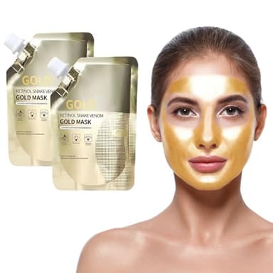 2x Schlangengift-Peptid Goldmaske, Straffende Retinol-Venen-Maske für Anti-Aging Pflege Peeling-Off Gesichtsmaske mit Goldenen Kollagen für tiefe Reinigung, Reduzierung von Falten & Linien
