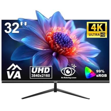 Gawfolk 32 Zoll Monitor 4K (3840 * 2160) UHD PC Gaming Monitor, VA Panel, HDR, HDMI/DP, 60Hz, schmaler Rand, 100x100mm VESA, 16:9, Black (32 Zoll)