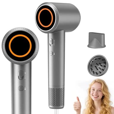 2025 Haartrockner, 3Min Schnelltrocknung|180.000 U/min Hochgeschwindigkeits Ionen Föhn,300 Million Negativ Ionen Fön, Geräuscharmer Haarföhn Thermocontrol, Reisefön mit Diffusorr, Düse&Kordelzugbeute