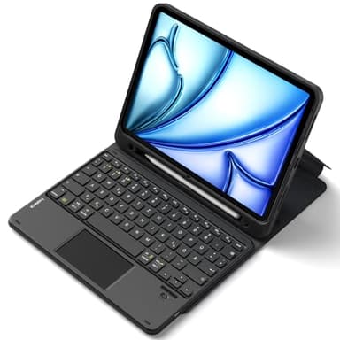 Inateck iPad 10 Generation Hülle mit Tastatur, für iPad 11 Gen. A16 2025 11 Zoll, Air 11 Zoll M3/M2 (2025/2024),Air 5/4, Pro 11 4/3/2/1,mit Touchpad und Stifthalter, Abnehmbar,QWERTZ,Classic N0001