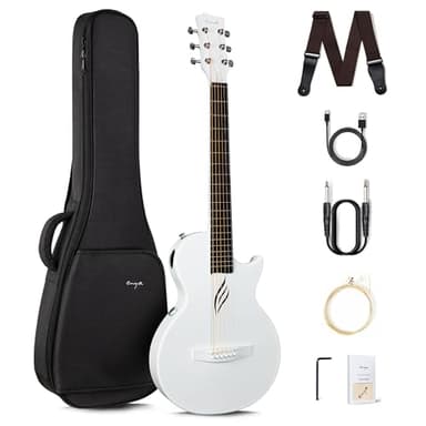 Enya Acoustic Electric Guitar Set - 35 Zoll Weiß Nova Go SP1 Akustik Gitarre mit Smart AcousticPlus Tonabnehmer Klein und leicht für Kinder Erwachsene Anfänger Starter Set Reise Band Konzert