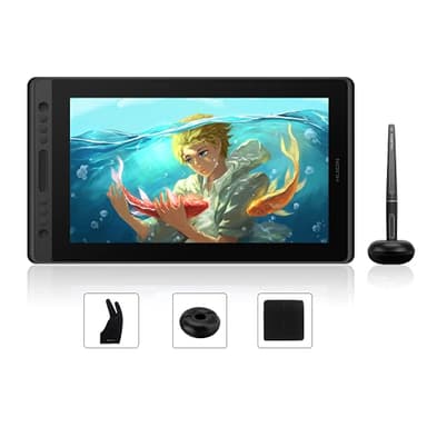 HUION Kamvas Pro 16 Grafiktablett mit Display, 15,6 Zoll Zeichentablett mit Tilt-Funktion, 6 Drucktasten,1 Touch-Leiste, Blendfreies geätztes Glas,Konnektivität mit Windows & Mac, Ideal zum Malen