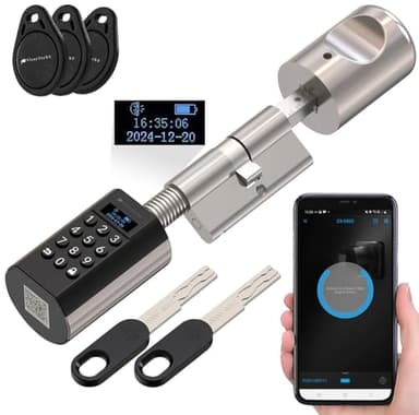 VisorTech Türzylinder: Elektronischer Tür-Schließzylinder mit Display, Code, Transponder, App (Türschloss mit Code, Tür-Schloß, ZigBee)