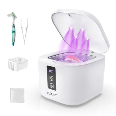 Ultraschallreinigungsgerät 48000Hz UV Ultraschallreiniger für Zahnschiene Reinigung, 300ML Dental Pod für Zahnersatz, Retainer, Aligner, Prothesen, Schmuck, 24W Ultrasonic Cleaner, Retainer Cleaner