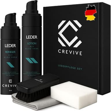 CREVIVE Lederpflege Auto & Lederreiniger Auto - Komplett Set für Leder Reinigung Auto - Premium Auto Lederpflege