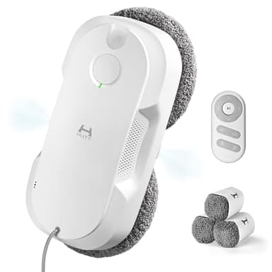 HUTT DDC56 Fensterputzroboter Doppelstrahl mit Ultraschall Sprühfunktion, Elektrischer Fensterputzer Fernbedienung mit Doppelter Wassertank Tank, Fensterkantenerkennung