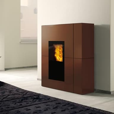 Edilkamin 812950_4 Blade2 H18 Up wasserführender Pelletofen Stahl Bronze inkl. Kit R-FX/A++